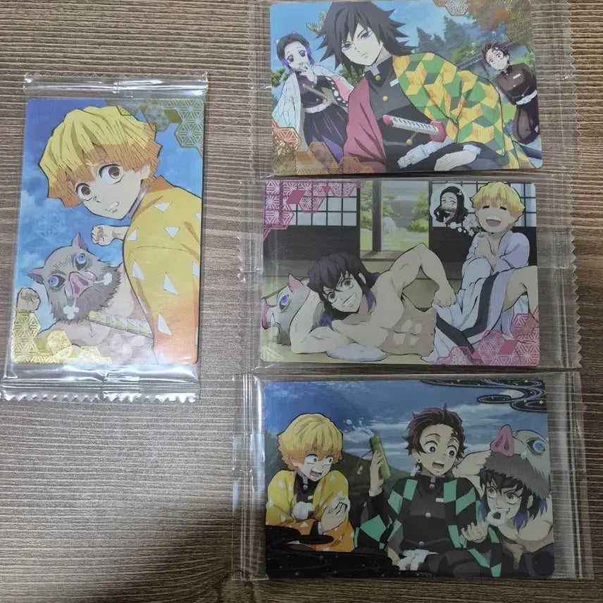 [BUNJANG] Demon Slayer Wafer Card Bundle (Zenitsu, Giyu, Inosuke) / 귀멸의칼날 웨하스 카드 4장일괄(젠이츠.기유.이노스케등)포토 카드 굿즈