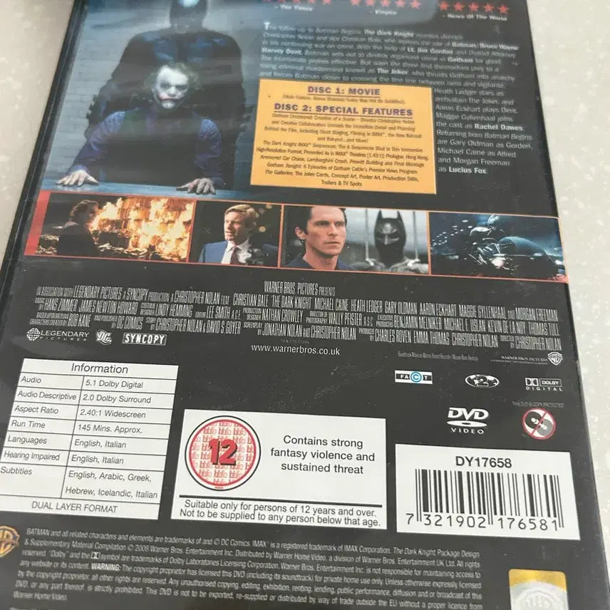 [BUNJANG] The Dark Knight 2-Disc Special Edition DVD / 다크 나이트 DVD 2디스크 스페셜 에디션