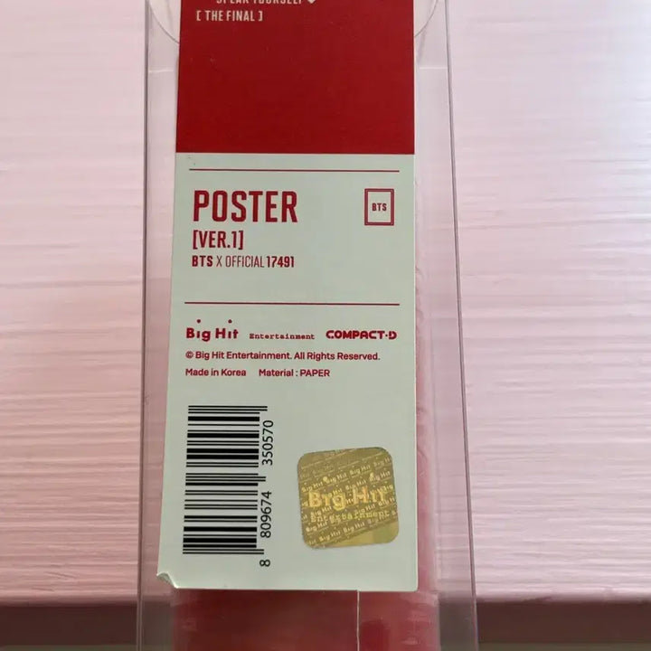 [BUNJANG] BTS LOVE YOURSELF: SPEAK YOURSELF THE FINAL Tour Poster Ver.1 / BTS 월드 투어 포스터 Ver.1