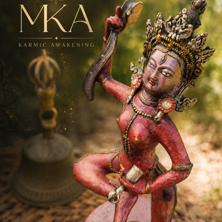 [BUNJANG] Vintage Tibetan Buddhist Dakini Statue, 22cm Painted Metal Figurine / 티베트 불교 양식 다키니 빈티지 불상 22cm