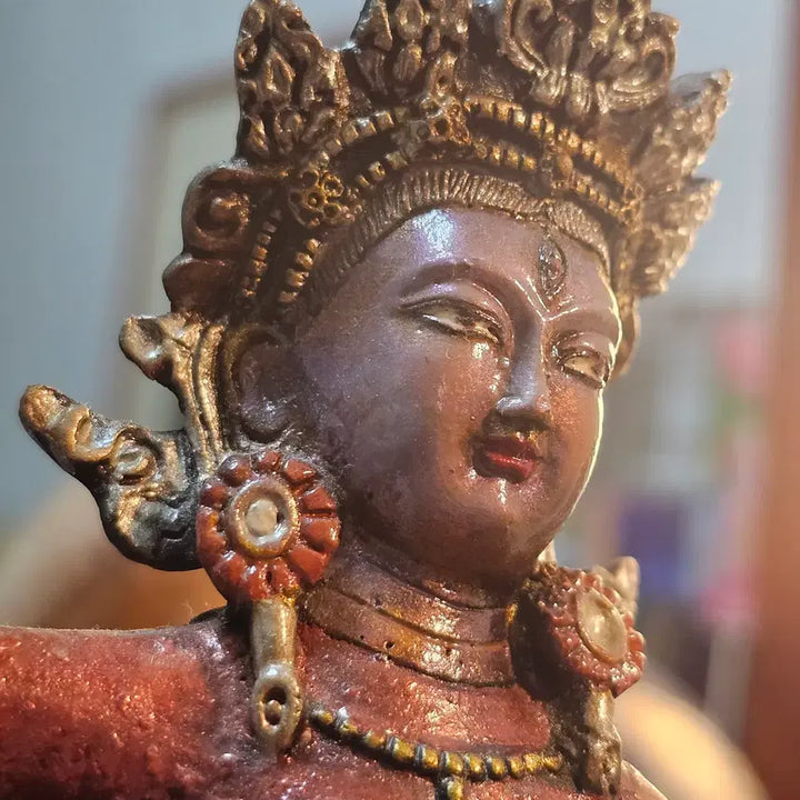 [BUNJANG] Vintage Tibetan Buddhist Dakini Statue, 22cm Painted Metal Figurine / 티베트 불교 양식 다키니 빈티지 불상 22cm