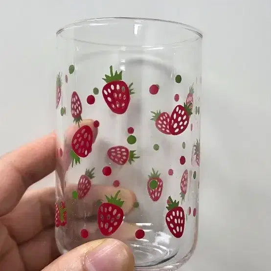 [BUNJANG] Vintage Strawberry Pattern Glass Cup and Bowl Set / 빈티지유리컵 유리그릇세트