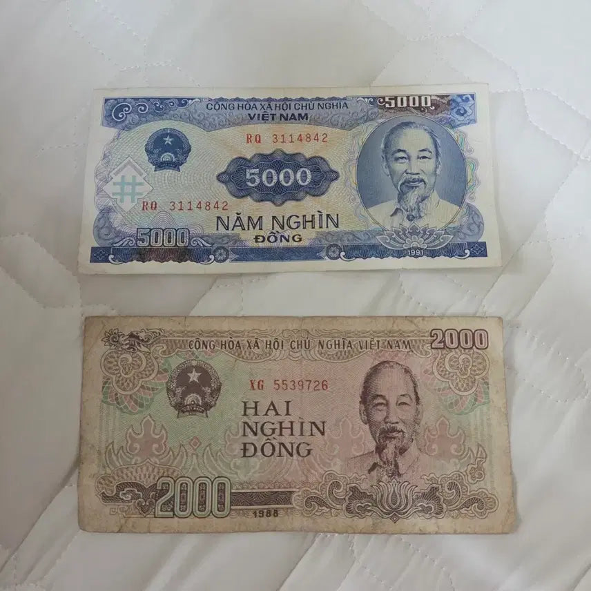 [BUNJANG] Vietnam 2,000 Dong &amp; 5,000 Dong Banknotes / 베트남 2천동, 5천동 지폐