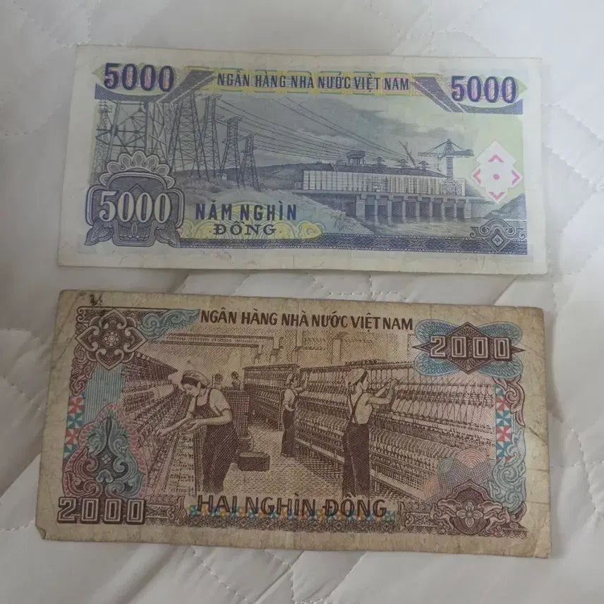 [BUNJANG] Vietnam 2,000 Dong &amp; 5,000 Dong Banknotes / 베트남 2천동, 5천동 지폐