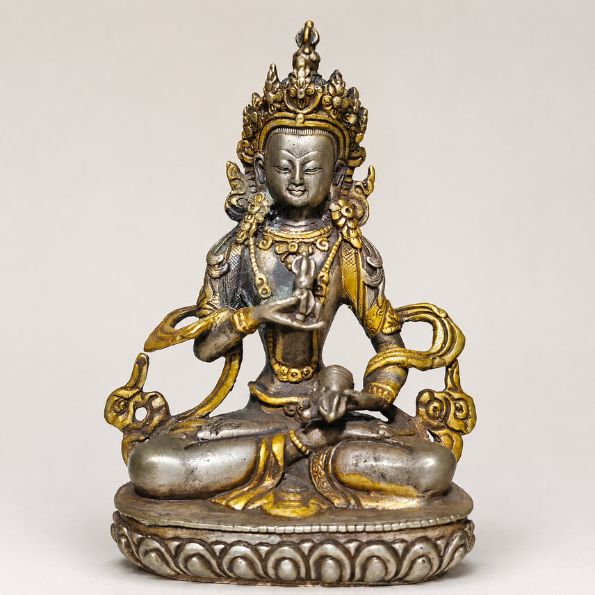 [BUNJANG] 13.5cm Vajrasattva Metal Seated Statue - Tibetan Buddhist Style / 금강살타보살 금속 좌상 13.5cm 티베트 불교 양식 기존 소장품