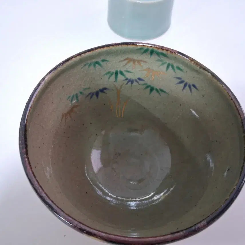 [BUNJANG] Japanese Chawan Tea Bowl with Golden Bamboo Motif / 일본 다완 찻사발
