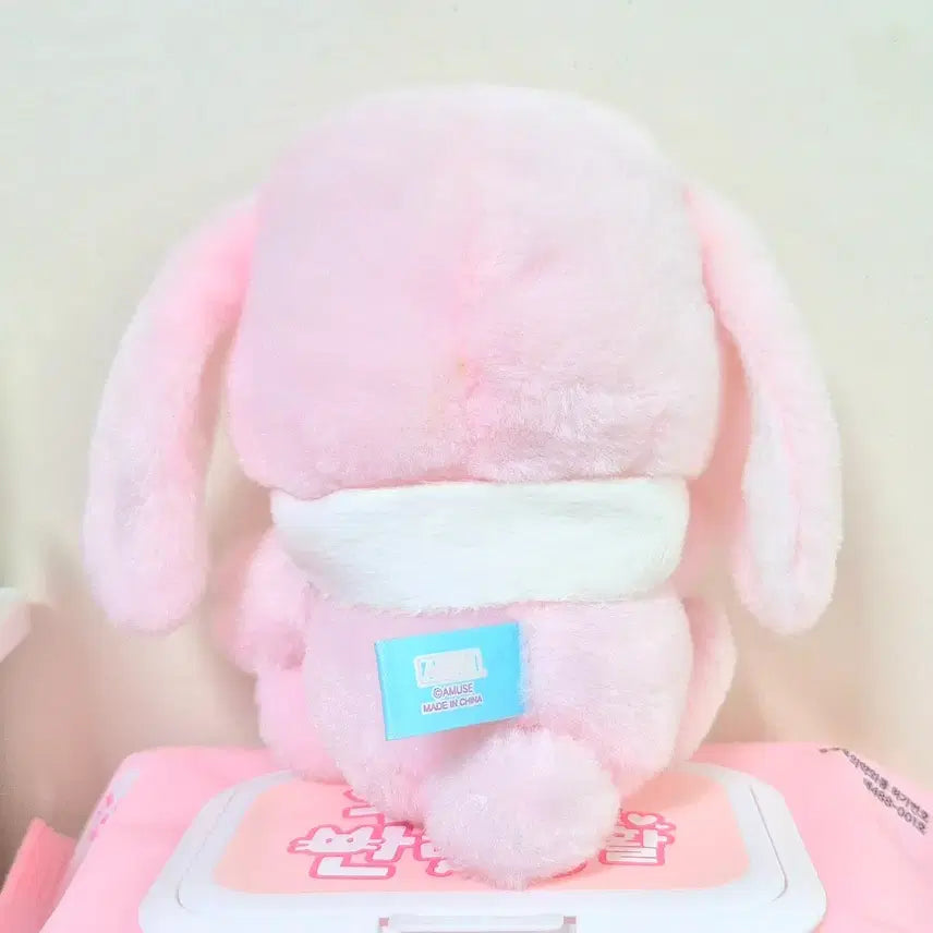 [BUNJANG] Amuse Rabbit White Scarf Pink Plush Toy / 어뮤즈 아뮤즈 포테우사 화이트 목도리 핑크 분홍 롯삐 롯피 인형