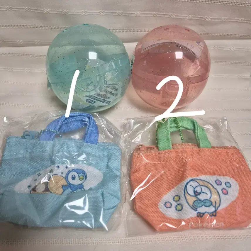 [BUNJANG] Pokemon Mini Tote Bag Pouch Bundle Set (Rowlet &amp; Piplup) / 포켓몬 미니토트백 파우치 나몰빼미,팽도리