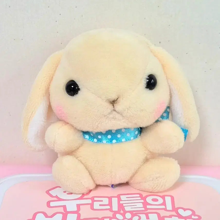[BUNJANG] Amuse Poteto Usa Yeon Beige Sky Ribbon Ropi Finger Doll Keychain / 어뮤즈 아뮤즈 포테우사 연 베이지 하늘 리본 롯삐 롯피 손가락 인형 키링