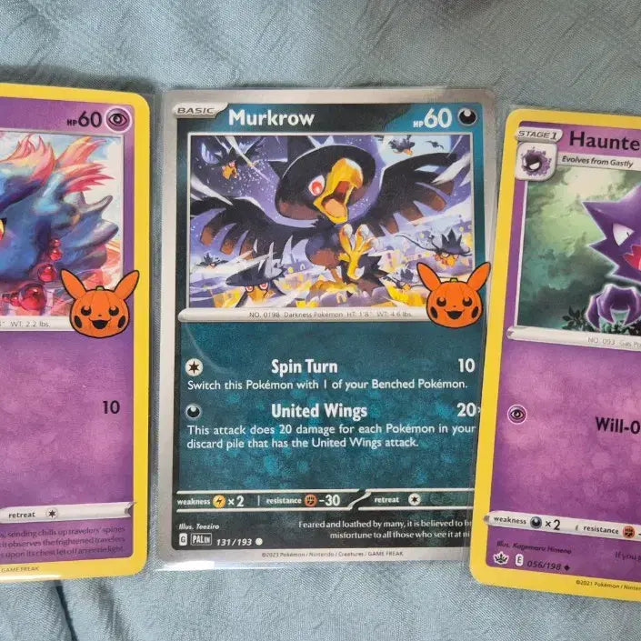 [BUNJANG] Pokemon English Halloween Card Gengar, Misdreavus, Sableye / 포켓몬 영판 할로윈 카드 고우스트 무우마 니로우