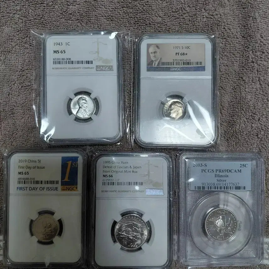 [BUNJANG] 5-Coin NGC &amp; PCGS Graded Set / 주화 5종 NGC PCGS 등급 코인 세트