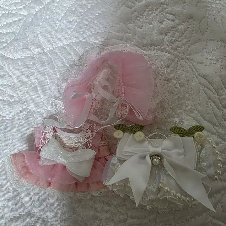 [BUNJANG] 10cm Doll Clothes Set - Dress &amp; Headpiece / 10cm 인형옷 헤드피스 드레스 일괄