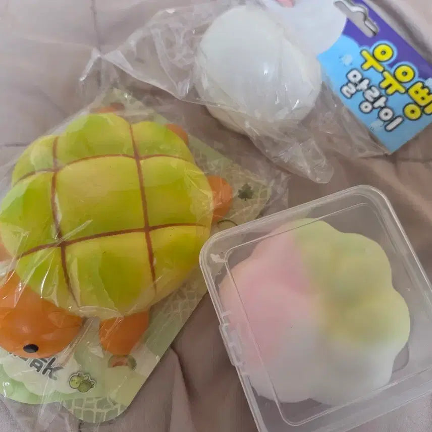 [BUNJANG] Turtle Melon Bread Squishy &amp; Wack Pu Mallow Bundle Set / 거북이멜론빵스퀴시 왁뿌 말랑이 일괄세트
