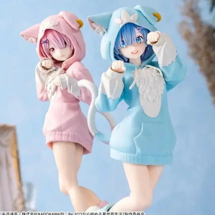 [BUNJANG] Rem &amp; Ram Cat Hoodie Figure / 렘람 피규어