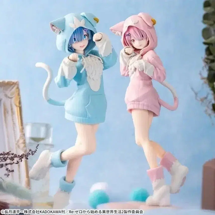[BUNJANG] Rem &amp; Ram Cat Hoodie Figure / 렘람 피규어