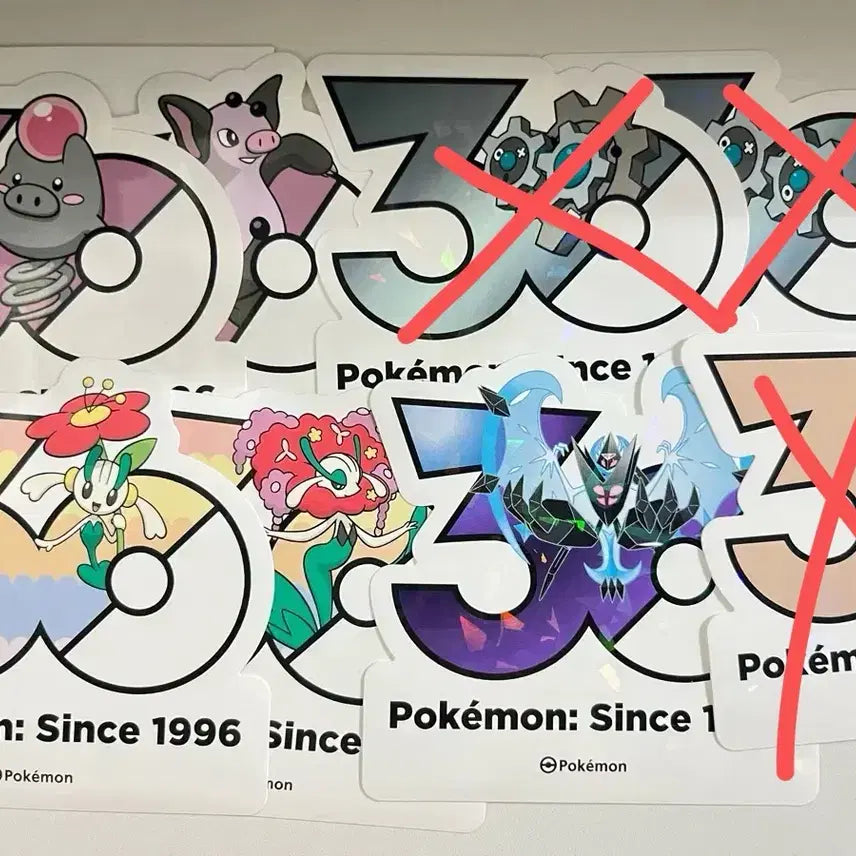 [BUNJANG] Pokemon 30th Anniversary Logo Sticker Set (Various Characters) / 포켓몬 30주년 로고 스티커 자말라 기어르 플라엣테 땃주르 샤프니아