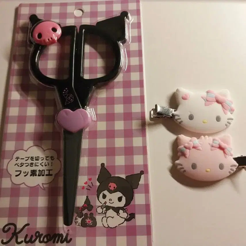 [BUNJANG] Kuromi &amp; Charmmy Kitty Hair Pins Bundle Set / (일괄)쿠로미 가위 챠미키티 플로키 헤어핀