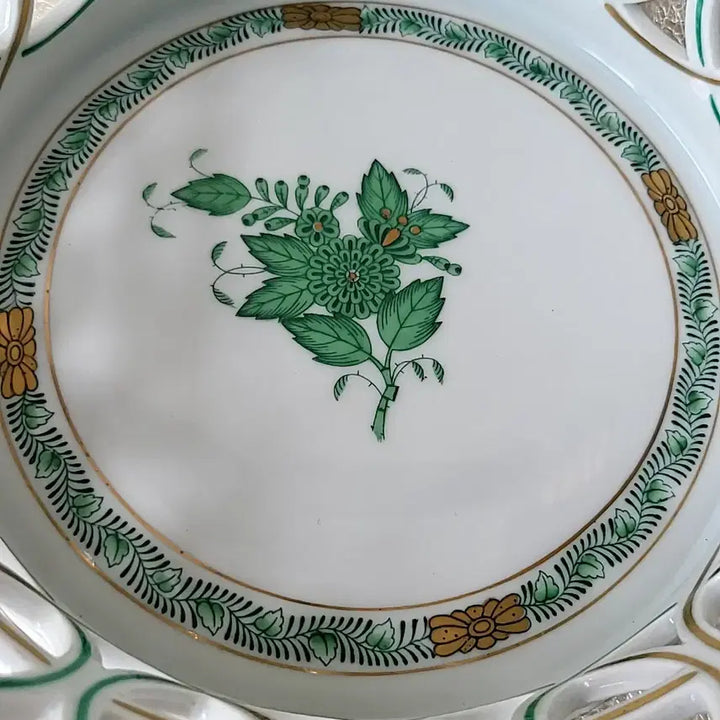 [BUNJANG] Herend Green Apollo Reticulated Basket / 헤렌드 그린아포니 투각 바스켓