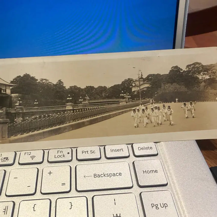 [BUNJANG] 1920s Japanese Imperial Palace Nijubashi Panorama Photograph / 1920년 - 일본 도쿄 황거  니주바시 파노라마 해군 군인 사진