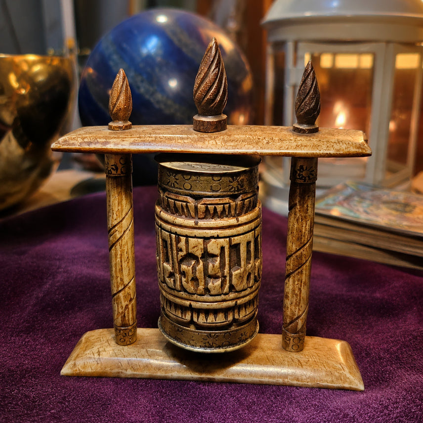 [BUNJANG] Tibetan Yak Bone Tabletop Mani Wheel - Handcrafted Collectible / 티베트계 탁상형 마니차 야크뼈 수공예 소장품