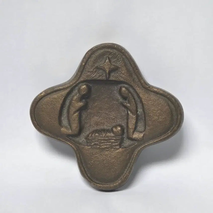 [BUNJANG] 1980s Brass Antique Vintage Crucifixion Nativity Catholic Cross / 80년대 황동 앤틱 빈티지 십자가 예수탄생 가톨릭