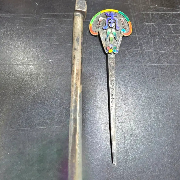 [BUNJANG] Vintage Eunjilbo Lee Bangja Hairpin Set with Taegeuk Pattern Silver Hairpin / 은칠보 이방자 뒤꼿이.태극무늬은비녀.2점