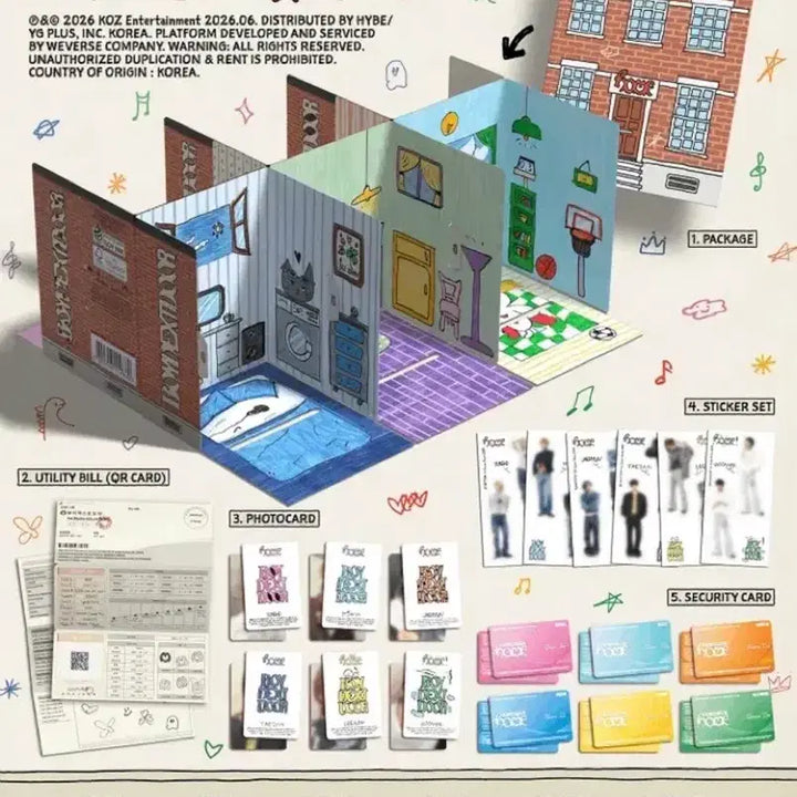 [BUNJANG] BOYNEXTDOOR HOME Weverse Album Set + Hello Live Mochi Piece Photocard Set / 보이넥스트도어 헬로라이브 모찌피스 미공포 6장+HOME 위버스반 앨범 6