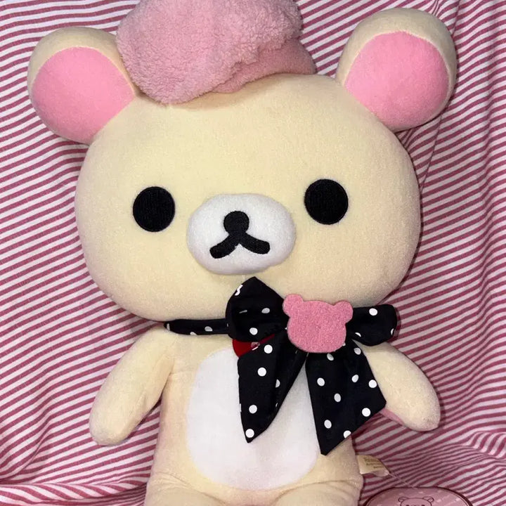 [BUNJANG] San-X Korilakkuma Polka Dot Ribbon Plush 2011 / 고전 산엑스 코리락쿠마 도트 리본 인형