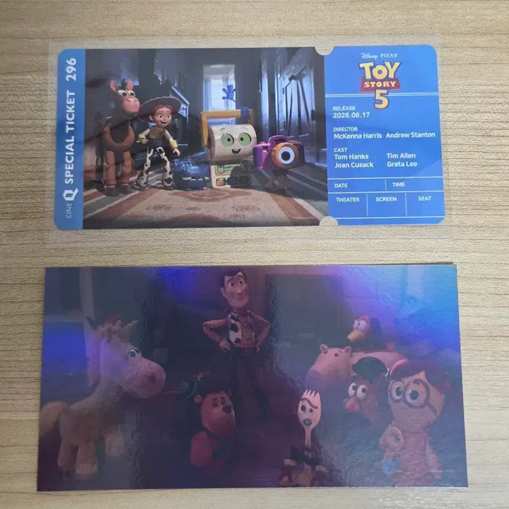[BUNJANG] Toy Story 5 CineQ Special Ticket &amp; Postcard Set / 토이스토리 5 씨네큐 스페셜 티켓, 엽서