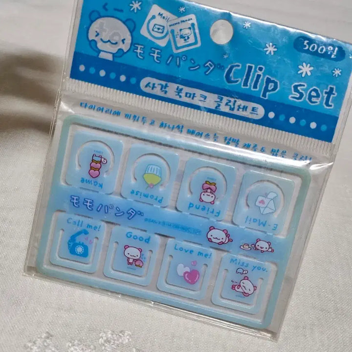 [BUNJANG] Momo Panda Square Bookmark Clip Set - Blue / 모모판다 사각 북마크 클립 세트 산엑스 고전문구 레트로 팬시 파랑 블루