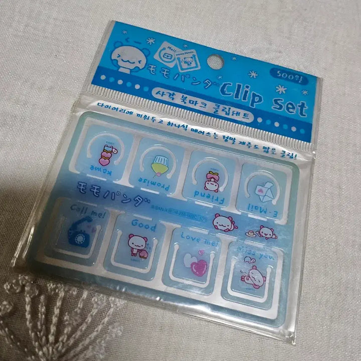 [BUNJANG] Momo Panda Square Bookmark Clip Set - Blue / 모모판다 사각 북마크 클립 세트 산엑스 고전문구 레트로 팬시 파랑 블루