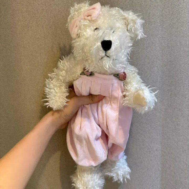 [BUNJANG] Boys Bear Pink Overalls Teddy Bear / 보이즈 베어 핑크 멜빵 곰인형