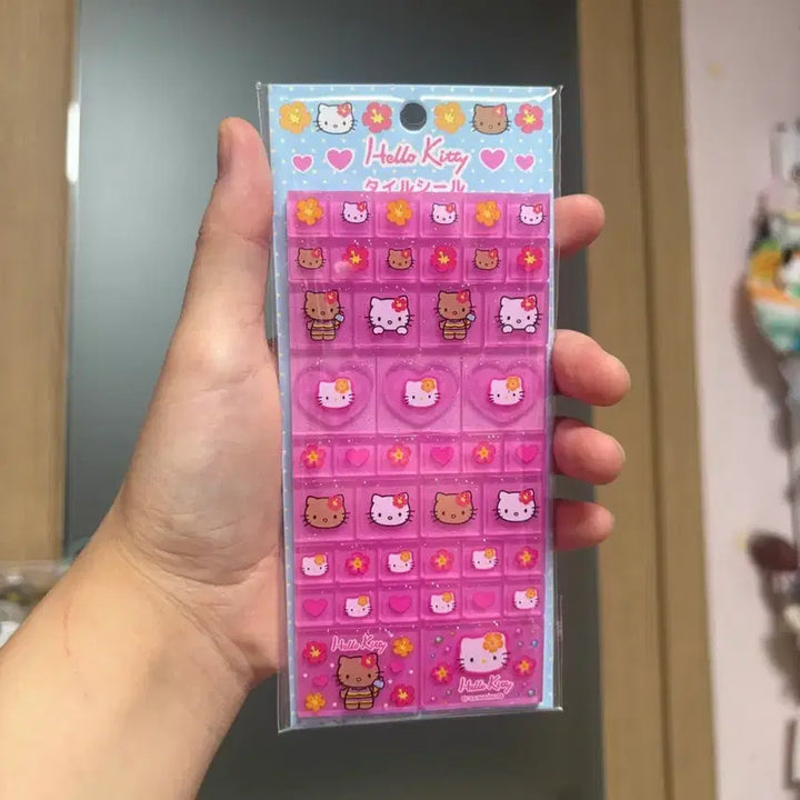 [BUNJANG] Hello Kitty Mint Chocolate Plush + Tile Sticker Set / 헬로키티 민트초코 인형+타일스티커