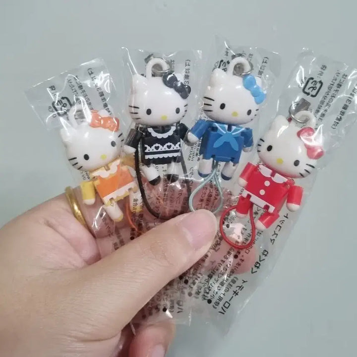 [BUNJANG] Bundle Lot Vintage Hello Kitty Bendable Arm/Leg Dangling Kitty Keyring Strap Set / 고전 키티 벤더블 팔 다리 구불거리는 키티 키링 키티스트랩