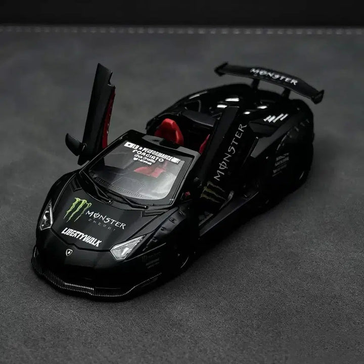 [BUNJANG] 1:64 Scale Lamborghini Aventador LBWK Monster Energy Full Open Diecast Model / 1:64 풀오픈 몬스터 람보르기니 아벤타도르 LBWK 다이캐스트