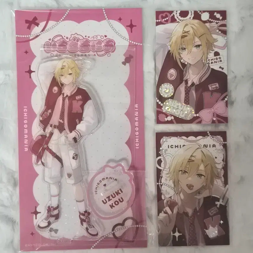 [BUNJANG] NIJISANJI Uzuki Kou Ichigo Mania Acrylic Stand &amp; Cheki Bundle Set / 니지산지 우즈키 코우 이치고 마니아 아크릴스탠드 체키 일괄