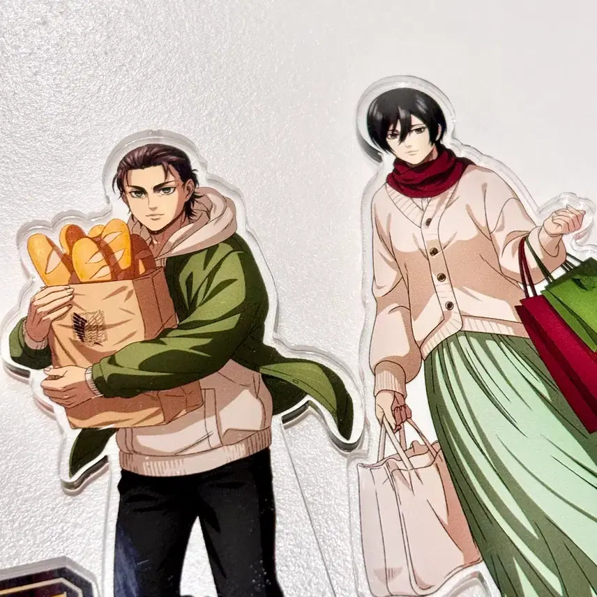 [BUNJANG] Attack on Titan Eren Mikasa Casual Outfit Acrylic Standee Bundle Set / (일괄) 진격의거인 에렌 미카사 에렌미카 스마일베이스 사복 아크릴스탠드