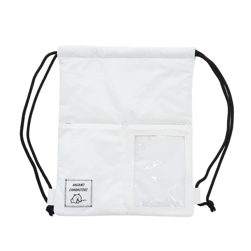 [BUNJANG] Nagano Characters Nongdamgom String Backpack White / 나가노 캐릭터즈 농담곰 냅색/스트링백팩 화이트