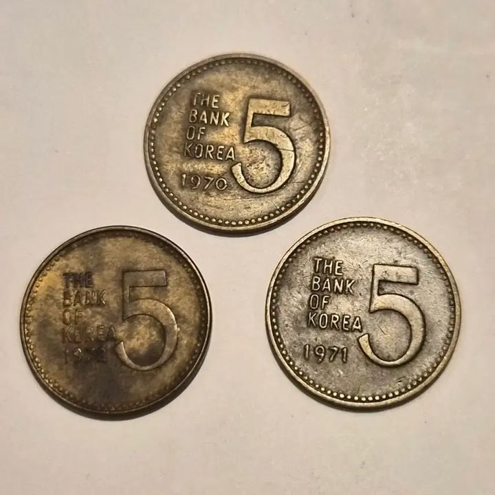 [BUNJANG] 1970-1972 5 Won Coin Bundle / 5원 동전 1970 1971 1972 일괄