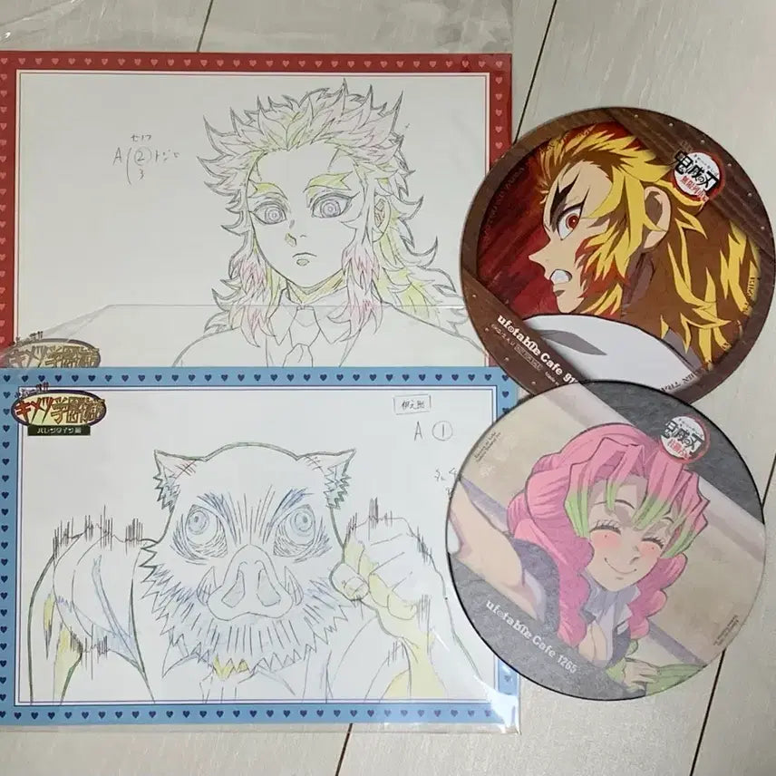 [BUNJANG] Demon Slayer: Kimetsu Academy Original Art Postcard Set - Kyojuro Rengoku &amp; Inosuke Hashibira (Sealed) / 귀멸의칼날 귀멸학원 원화 엽서 렌고쿠 이노스케 미개봉 (유포테이블 코스터