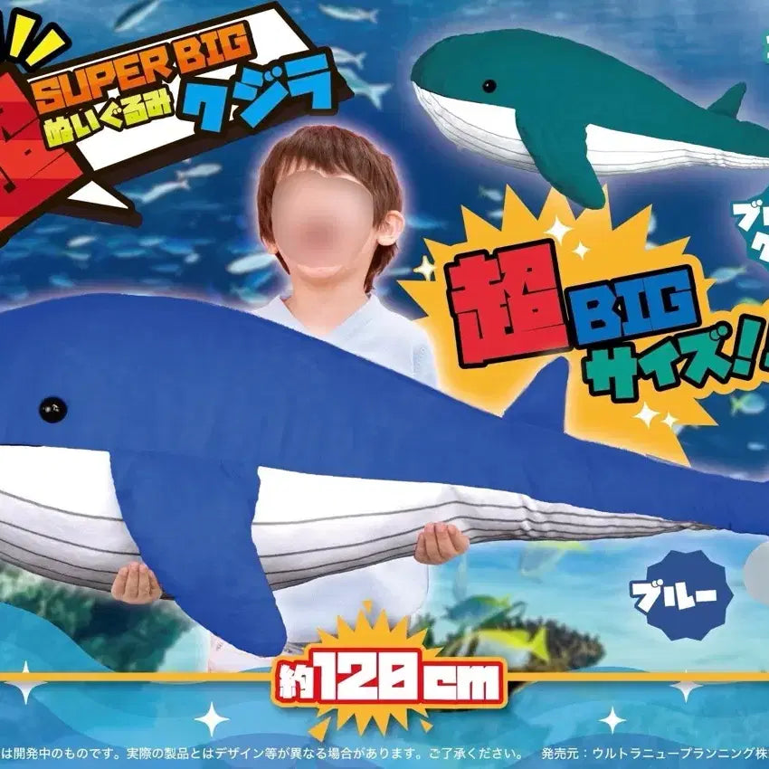 [BUNJANG] Super Big Whale Plush Toy Set (120cm) - Blue &amp; Gray / [초특가] 슈퍼 빅 고래 인형 판매 120cm 2개세트 일본정품 대형인형
