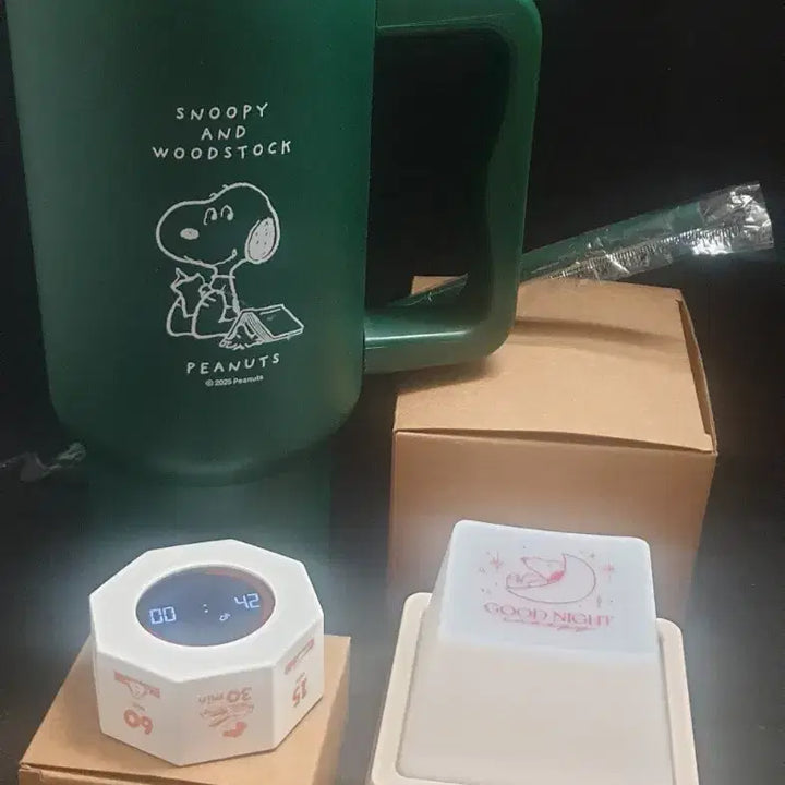 [BUNJANG] Peanuts Snoopy Tumbler, Octagon Timer, Keycap Mood Lamp Set / 피너츠,스누피,굿즈,키캡무드등,타이머,대용량 텀블러,새제품