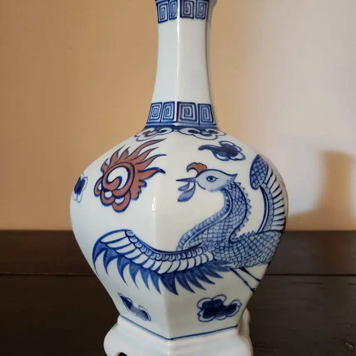 [BUNJANG] Woljeong Han Seok-ki Celadon Porcelain Hexagonal Vase / 월정 한석기 작가 청화백자 6각 화병