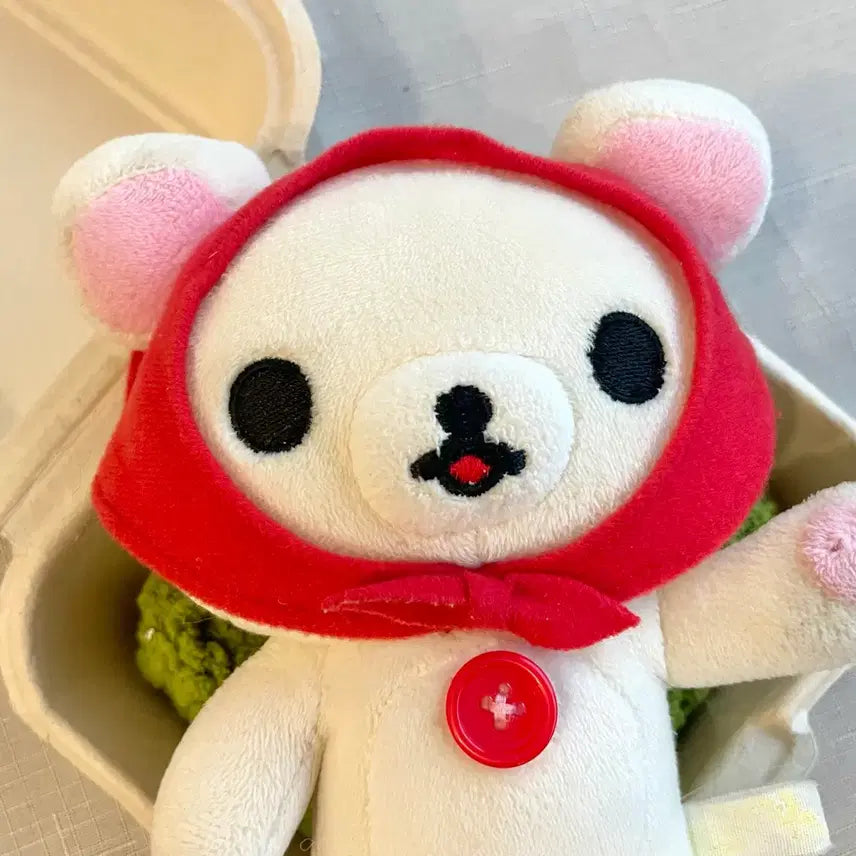[BUNJANG] Vintage Strawberry Red Riding Hood Korilakkuma Plush Doll / 고전 딸기 빨간 두건 코리락쿠마 인형