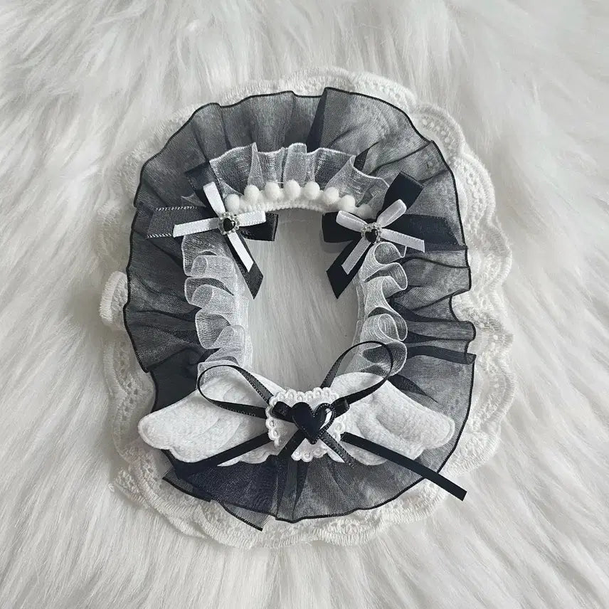 [BUNJANG] Handmade Lace Top Loader Deco Card Holder (White/Black) / 레이스탑꾸 화이트 블랙 메이드 리본 발레코어 탑로더 꾸미기 아이돌 포카
