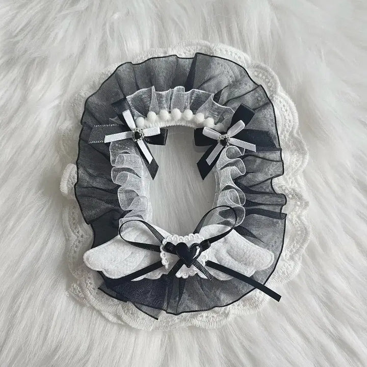 [BUNJANG] Handmade Lace Top Loader Deco Card Holder (White/Black) / 레이스탑꾸 화이트 블랙 메이드 리본 발레코어 탑로더 꾸미기 아이돌 포카