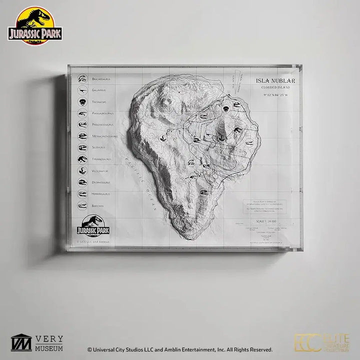 [BUNJANG] ECC Jurassic Park Isla Nublar 3D Map Display Frame Sealed / ECC 쥬라기공원 이슬라 누블라 3D 맵 디스플레이 액자 미개봉품