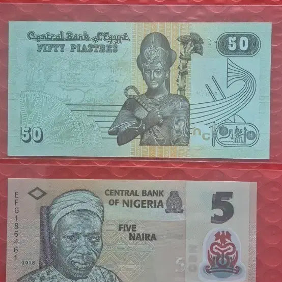 [BUNJANG] Egyptian 50 Piastres &amp; Nigerian 5 Naira Banknotes / 이집트 50 피아스터 / 나이지리아 5 나이라 지폐