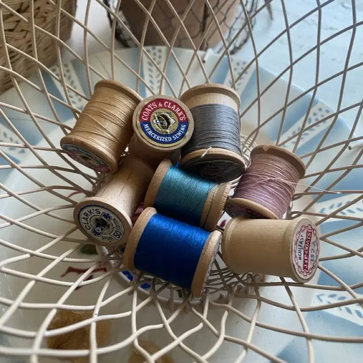 [BUNJANG] Set of 8 Vintage Small Wooden Bobbins / 빈티지 작은 우드보빈 8개