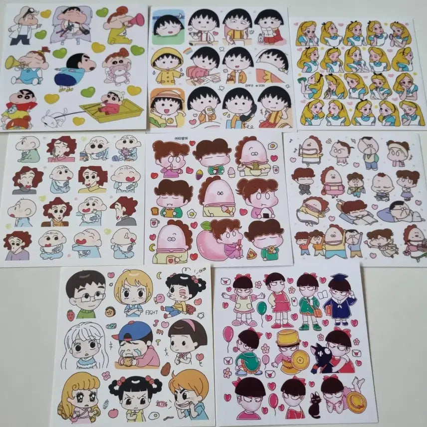 [BUNJANG] Anime Character Sticker Set - Die-cut, Assorted, No Duplicates / 애니 인스 캐릭터 스티커 다꾸 인믹 인띵 무중복 체리 레미 다다다 나루토 코난 4